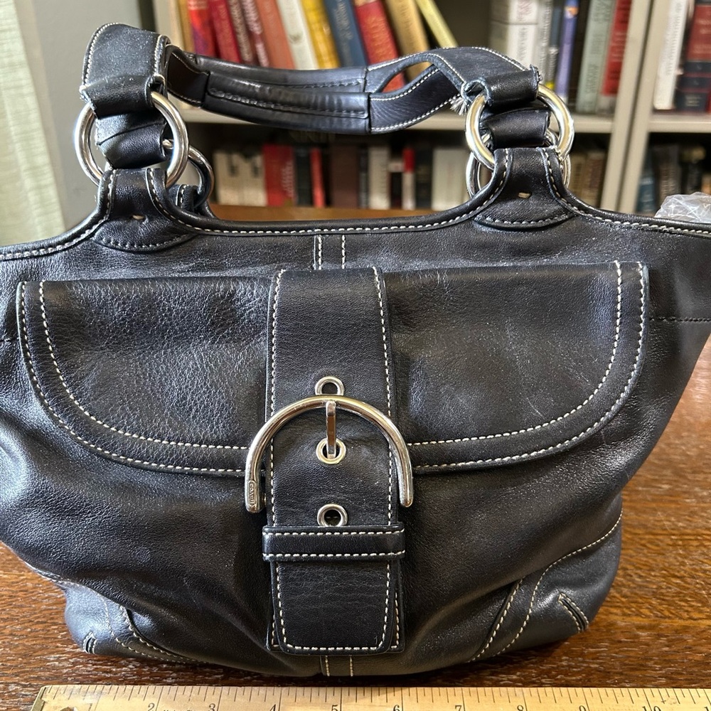 Coach SoHo Black Leather Women's Tote Shoulder Bag #9637